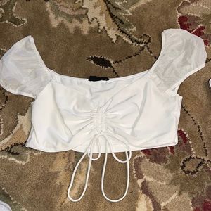 White Hazel Going Out Mesh Crop Top